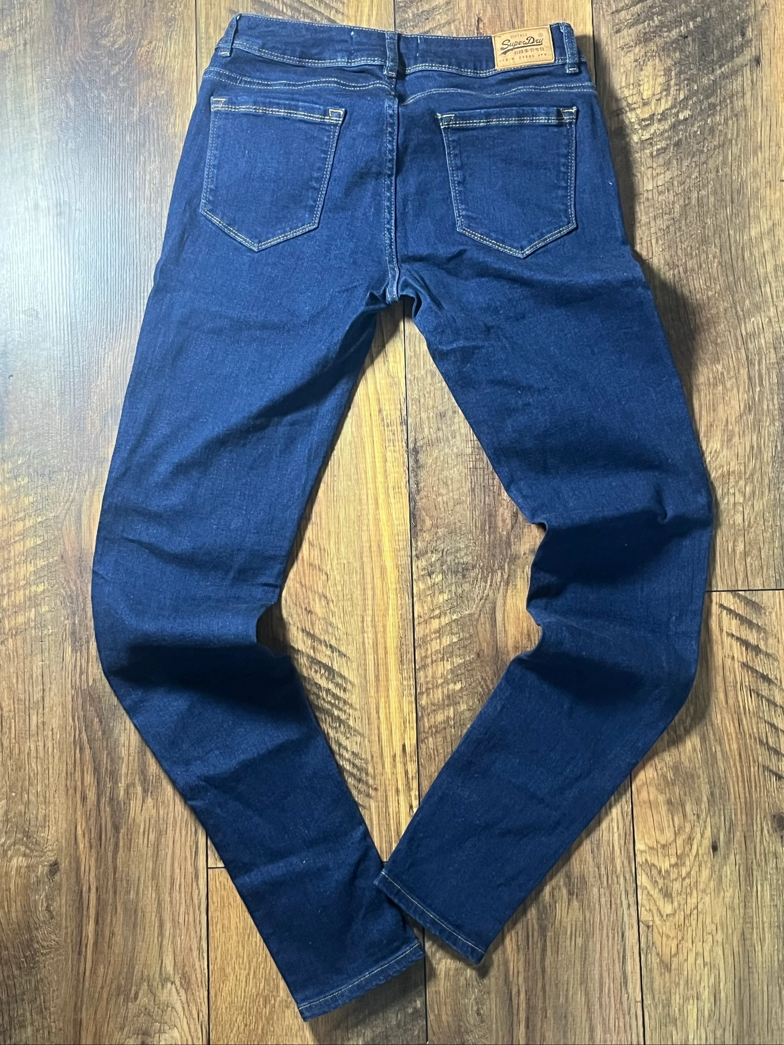 Dark indigo slim fit leather patch jeans - Superdry - size 36 - very good condition – photo 7